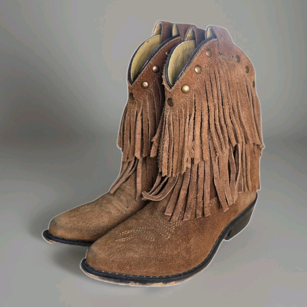 Smoky Mountain Girls Fringe Western Cowboy Boots Brown Suede Size 10